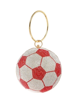 Full Rhinestone Soccer Ball Clutch 6680  RED